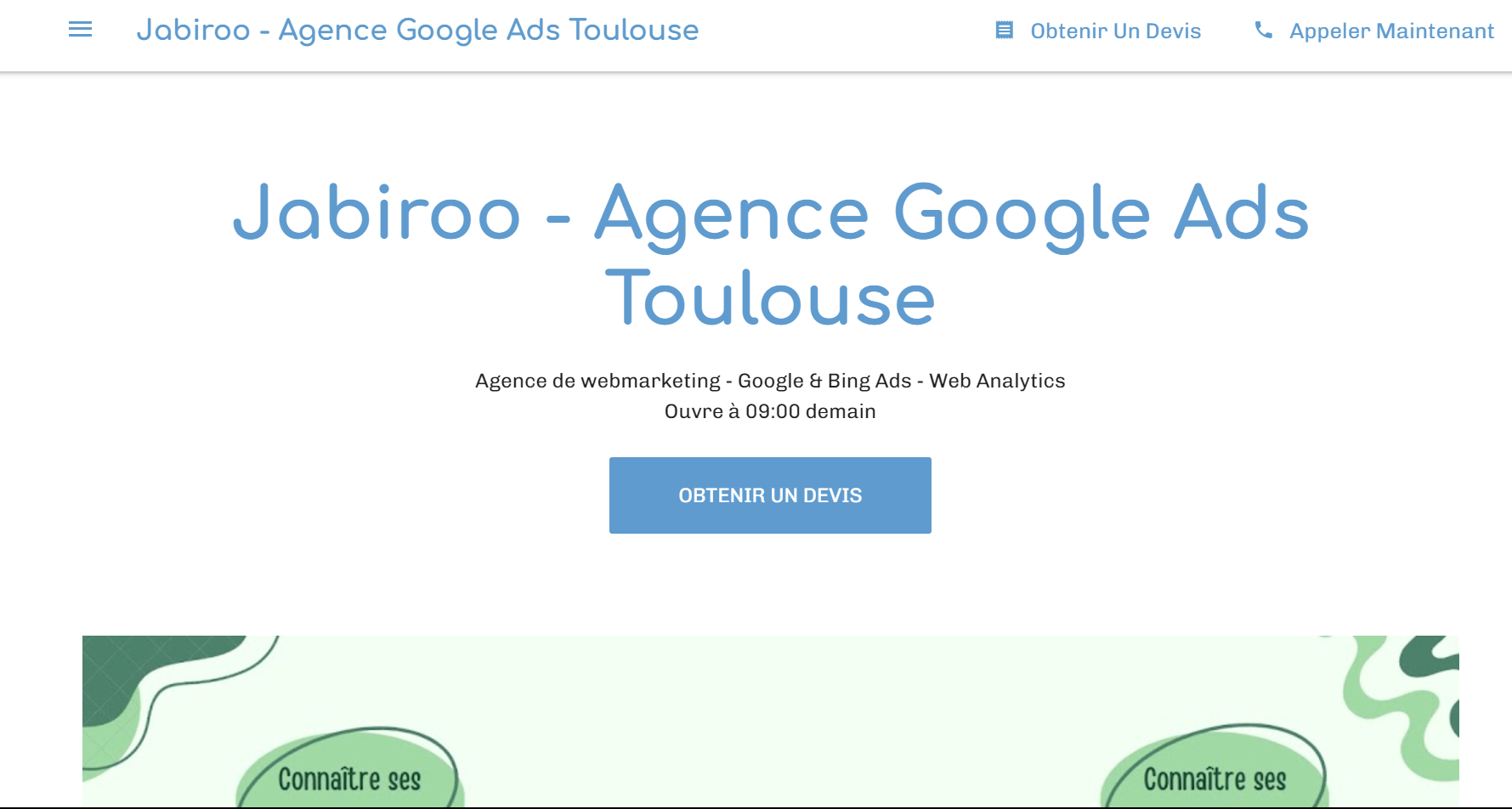 site web Jabiroo Bastien Rabaute, agence SEA spécialiste Google Ads Toulouse